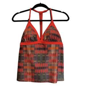 prAna Womens Size Large Aleka Swimwear Carmine Desert Geo Tankini Swim Top